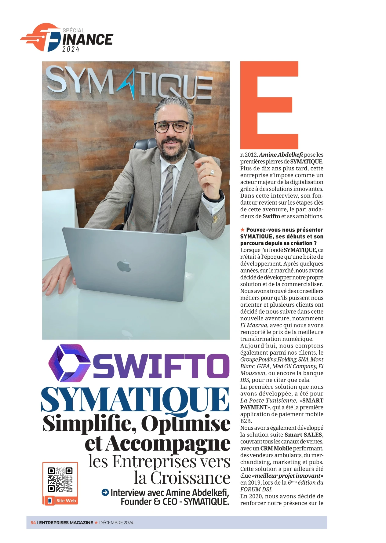 Article Swifto / SYMATIQUE dans Entreprise Magazine